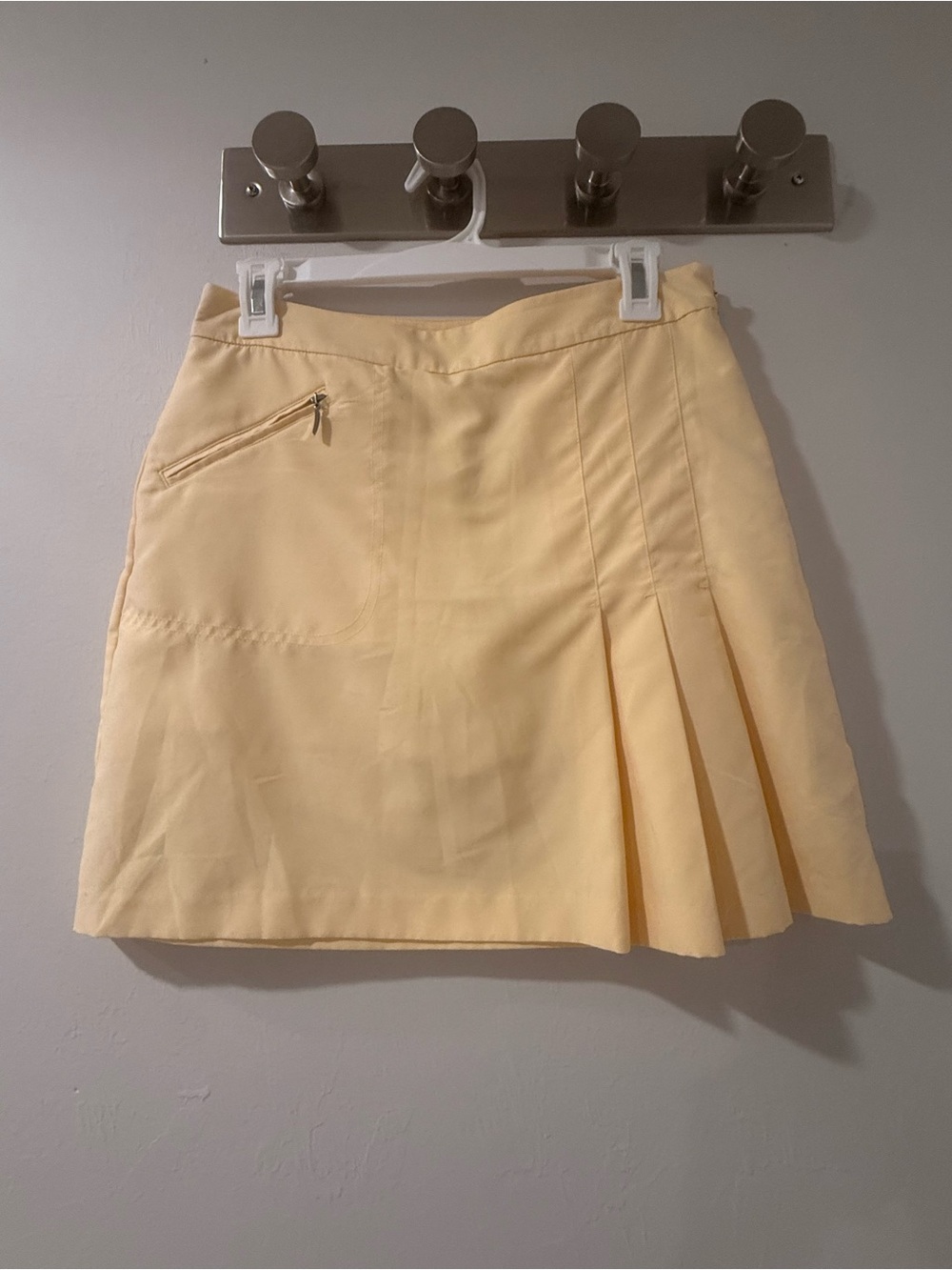 Izod Pale Yellow Pleated Mini Skort